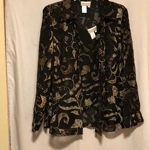 Coldwater Creek 2 piece Black and Paisley Camisole and matching blouse